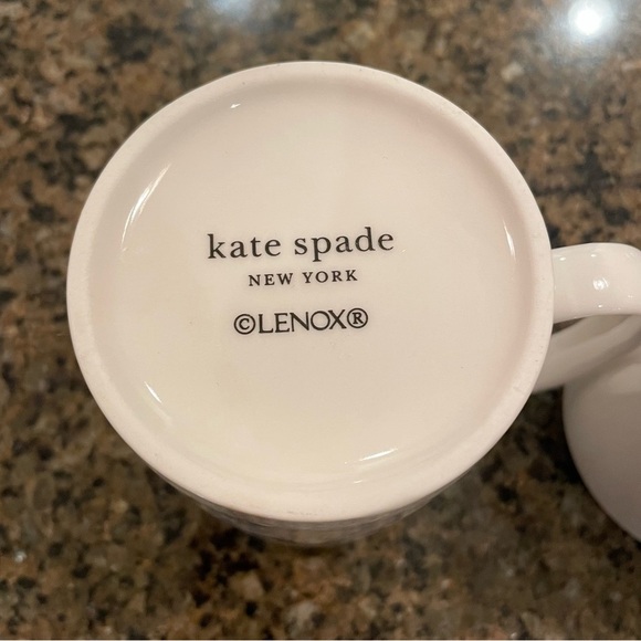 Kate Spade New York Lenox White Porcelain Mugs Set of 2 Gold rim, 12 oz Mr Mrs - Picture 3 of 8